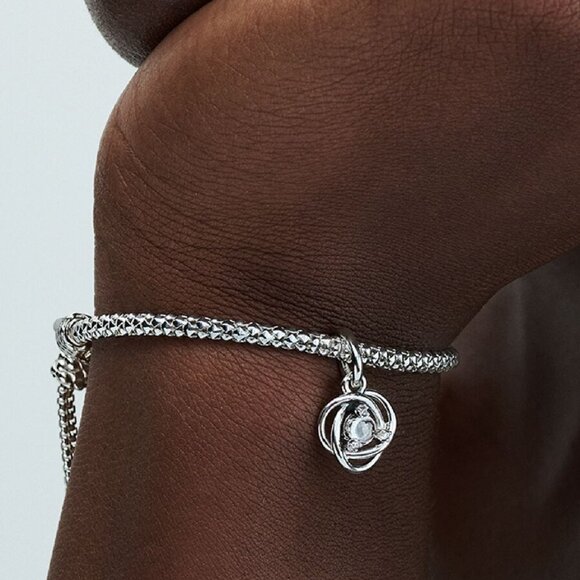 Pandora April Clear Eternity Circle Dangle Charm - Picture 2 of 2